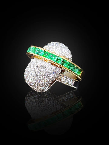 Alfieri St. John Emerald & Diamonds Ring
