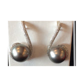 Blumer Earrings (Black Pearl & Diamonds)